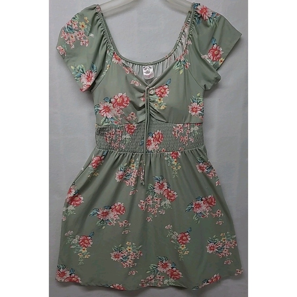 No Boundries Babydoll dress Floral Flowy Cottagecore Sage Green Size S
